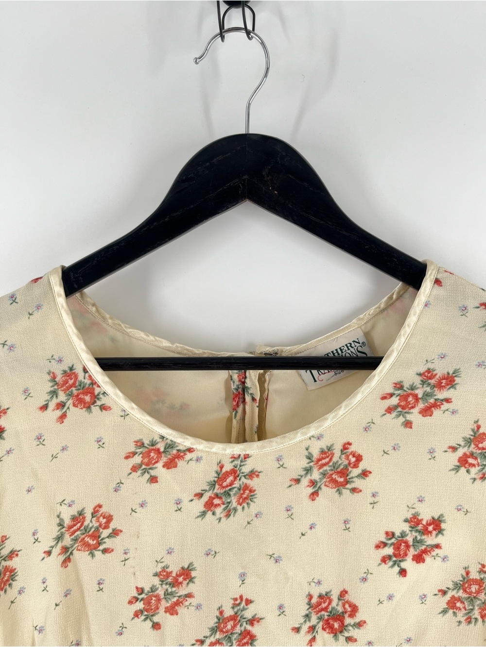 Vintage Northern Traditions M Rayon Floral Midi Dress Cottagecore Rose Sash - Picture 9 of 15